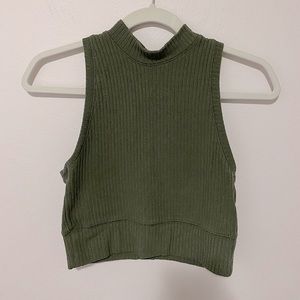 Olive Green Mock Neck Crop Top